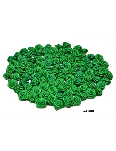 Sachet de 20 petites rose en satin 15 mm VERT FONCE 580