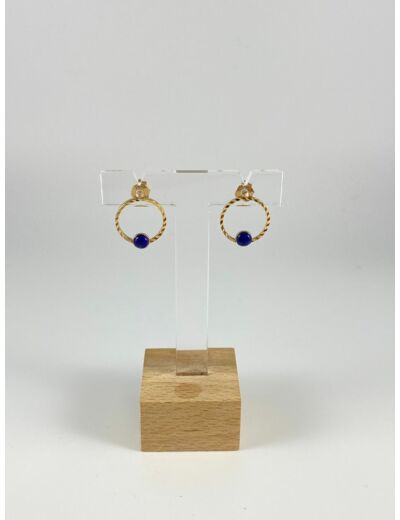 Boucles d'oreilles anneau martelé + pierre 4 - Fabien Ajzenberg