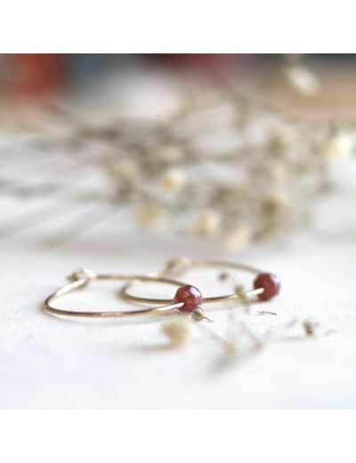 Boucles d'oreilles Ellis - Or 24 carats et Labradorite - Prune