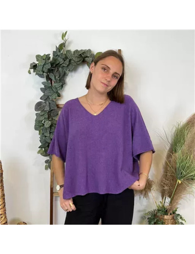 K982- Pull loose Crop-Top (Tu) (violet)