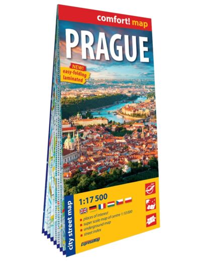 PRAGUE 1/17.500 (CARTE GRAND FORMAT LAMINEE - PLAN DE VILLE) - ANGLAIS