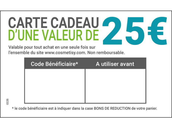 e-Carte cadeau 25€ à télécharger