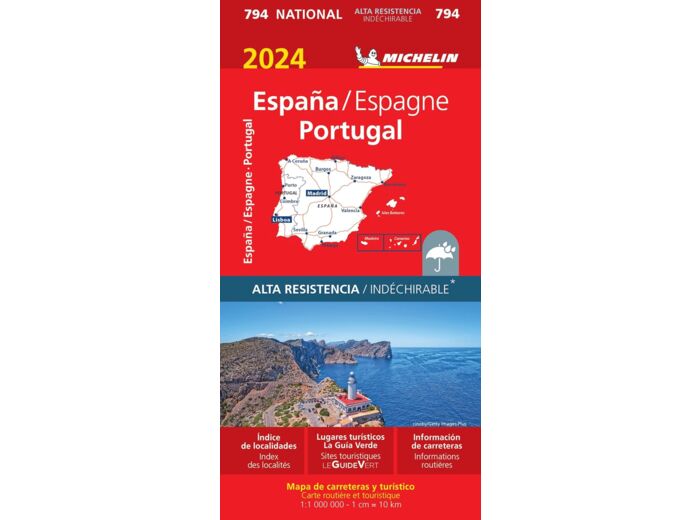 CARTE NATIONALE ESPANA / ESPAGNE - PORTUGAL 2024 (ALTA RESISTENCIA / INDECHIRABLE)