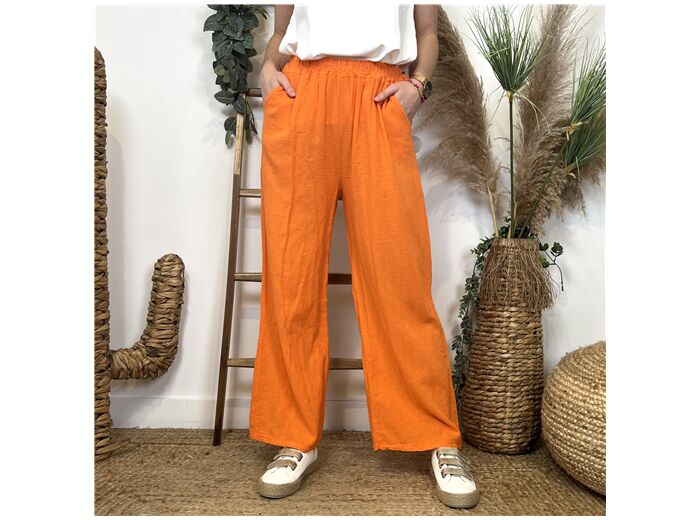 L820- Pantalon Coton uni (T36-T44) 🇮🇹 (orange)
