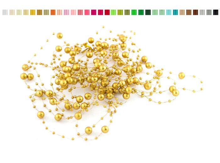 Lot de 5 guirlandes de perles de 1,30m de long chacune doré