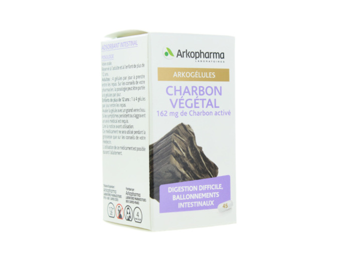 Arkopharma - charbon végétal - digestion difficile / ballonnement - 45 gélules - 07/2025