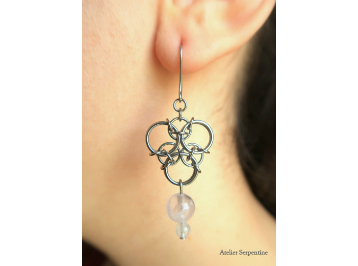 Boucles d'oreilles "PELATOS" Quartz rose