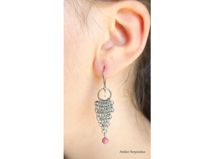 Boucles d'oreilles "RODRIGUE" Rhodonite