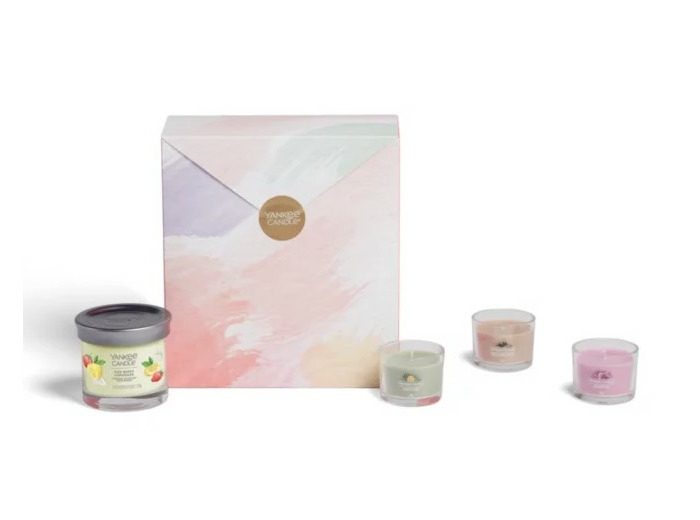 Coffret cadeau Printemps - 1 BOUGIE + 3 VOTIVES EN VERRE