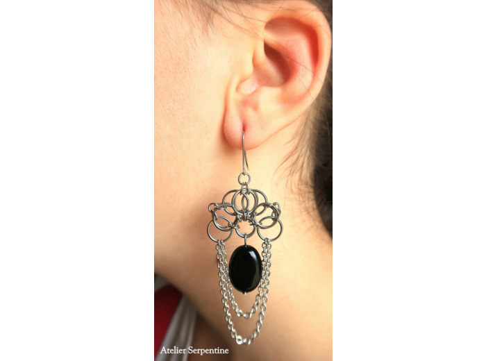 Boucles d'oreilles "ERAS" Onyx