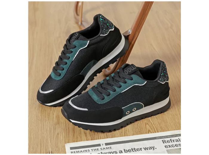 R452- Sneakers Moow tricolore (T36-T41) (vert sapin)