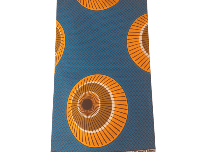 Tissu wax africain bleu jaune