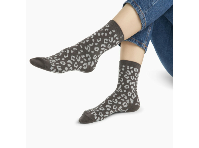 Chaussettes gris & léopard argent - Agathe - Vanessa Wu