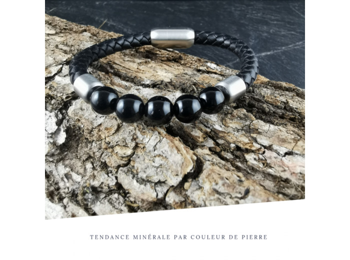 Bracelet Homme Cuir Simple Onyx