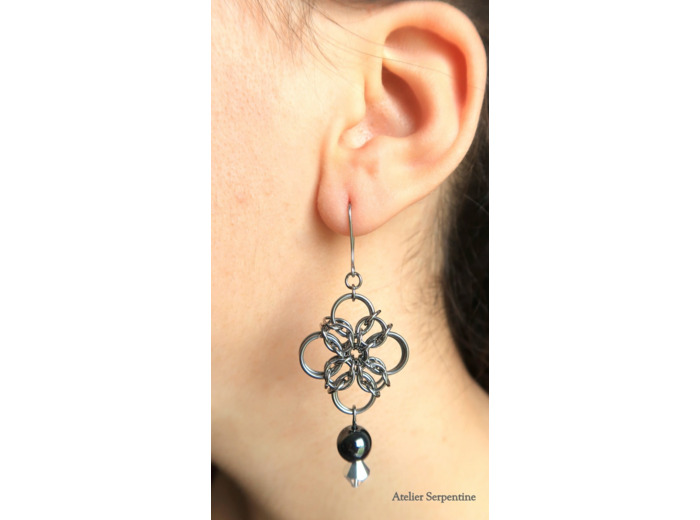 Boucles d'oreilles "BALAMË" Hématite