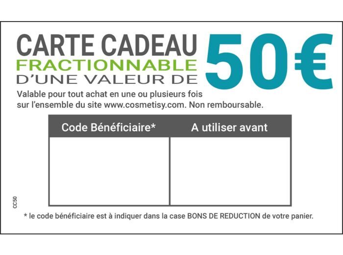 e-Carte cadeau 50€ à télécharger