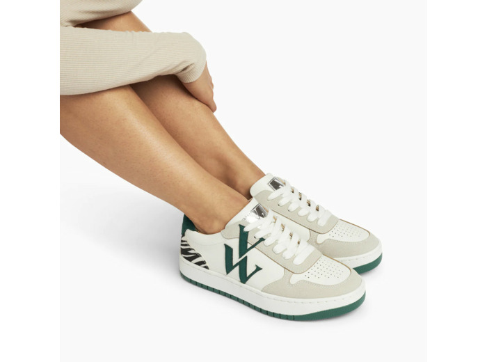 Baskets à lacets monogramme Esmée blanc et vert - Vanessa Wu