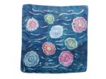 Foulard en soie naturelle bleu "Fleurs"