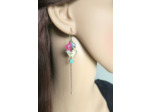 Boucles d'oreilles "PILOU" rose et bleu