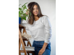 T shirt manches longues en lin bio femme - blanc