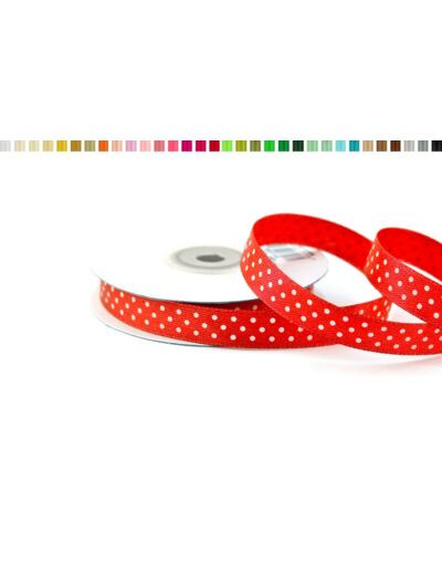 Ruban satin a pois 12mm de large 25m de long rouge