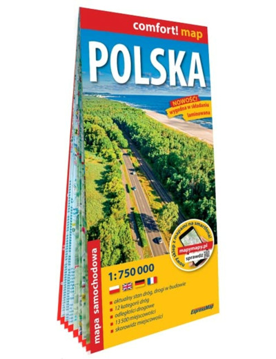 POLOGNE 1/750.000 (CARTE GRAND FORMAT LAMINEE)