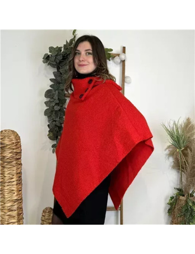 M455- Poncho Bouclette (Tu) (rouge)