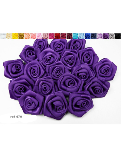 Sachet de 10 roses satin de 3 cm de diametre mauve