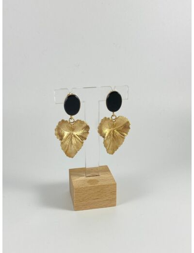 Boucles d'oreilles pierre et feuille - Fabien Ajzenberg