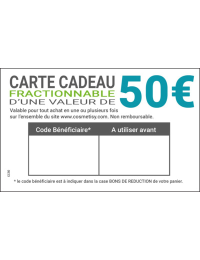 e-Carte cadeau 50€ à télécharger