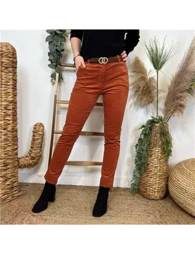 L804- Pantalon en velour (T36-T44) (rouille)