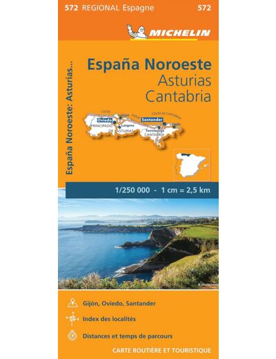 CARTE REGIONALE ESPAGNE NORD-OUEST : ASTURIAS CANTABRIA