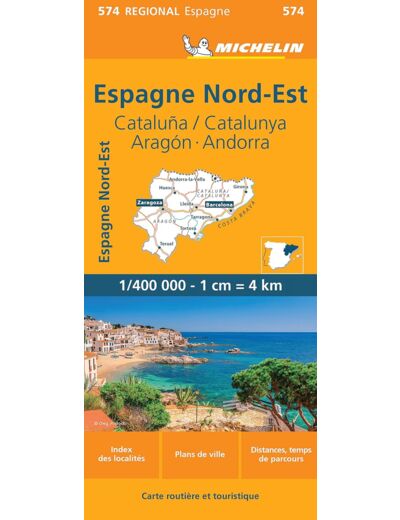 CARTE REGIONALE ESPAGNE NORD-EST : CATALUNA / CATALUNYA, ARAGON, ANDORRA