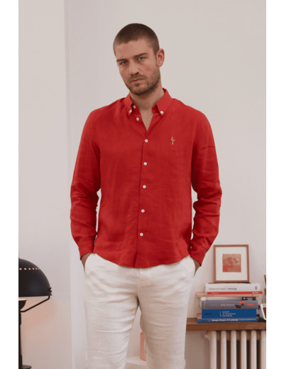 Chemise en lin homme - Brique