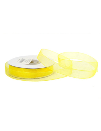 Ruban organza 12 mm de large bobine de 25 metres de long jaune