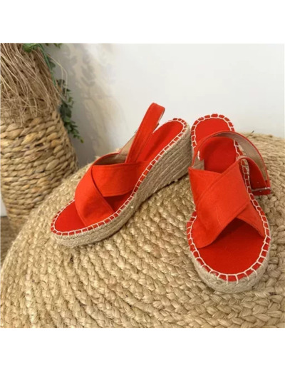 R464- Espadrilles compensées (T35-T41) (rouge)