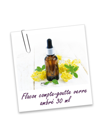 Flacon, compte goutte, verre, ambrée, 30 ML