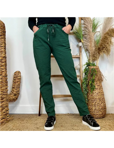 L806- Pantalon stretch (tu) 🇮🇹 (vert sapin)