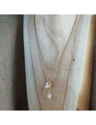 Collier Plaqué Or Quartz rose