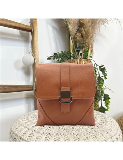 P508-Grand Sac Flora & Co à rabat (camel)