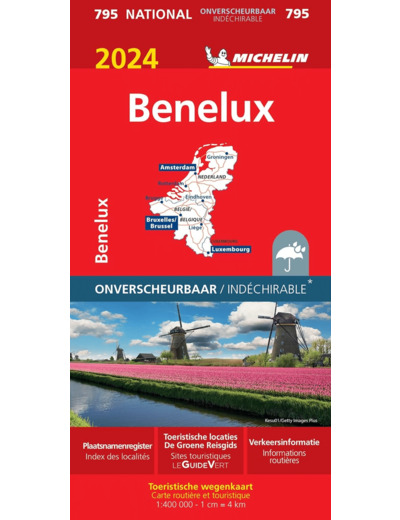 CARTE NATIONALE BENELUX 2024 (INDECHIRABLE / ONVERSCHEURBAAR)