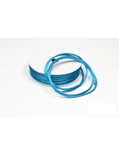Cordon queue de rat 2 mm d'épaisseur bobine de 10 metres colori bleu turquoise