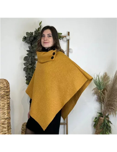 M455- Poncho Bouclette (Tu) (moutarde)