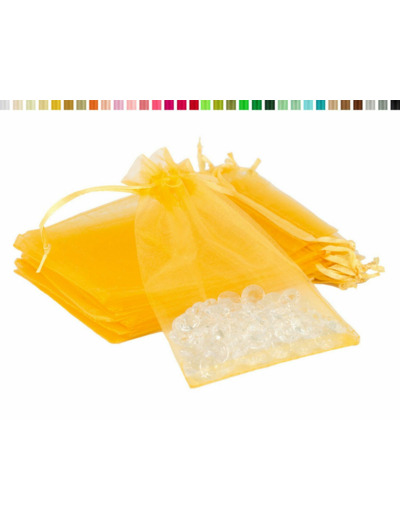 Lot de10 sacs en organza a nouer 7x9 cm pour bijoux jaune