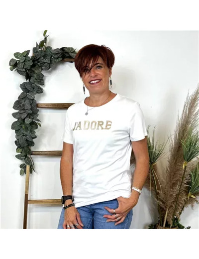 K871- T Shirt "J'adore" (Tu) (blanc)