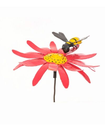 Fleur métal coloré et son abeille