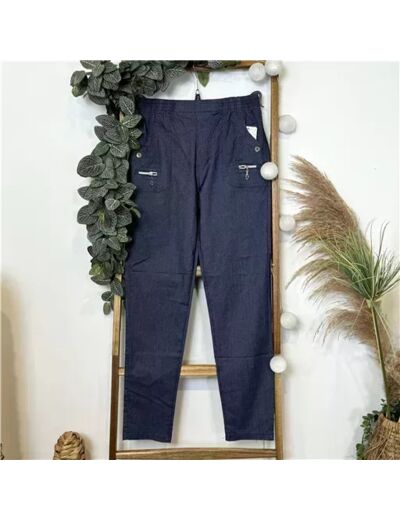 T545- Pantalon confort zips (T38-T52) (denim)