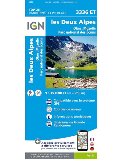 3336ET LES DEUX ALPES, OLAN-MUZELLE PN DES ECRINS / RECTO