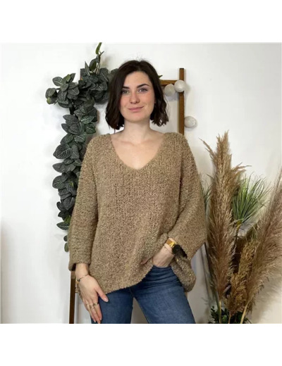 K792- Pull Oversize Maille Bouclette 🇮🇹 (camel)