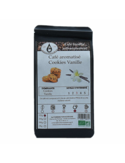 Café aromatisé cookies vanille bio torréfaction artisanale 125g